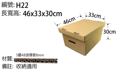 H22紙箱，收納紙箱，書本居家雜物收納紙箱