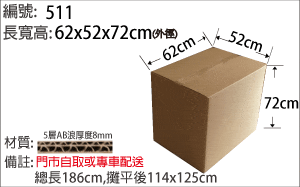 511紙箱，特大紙箱，大型物品裝箱，維修用紙箱