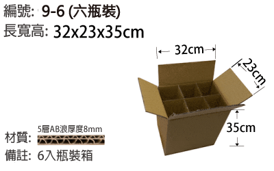 9-6瓶裝箱，酒瓶紙箱